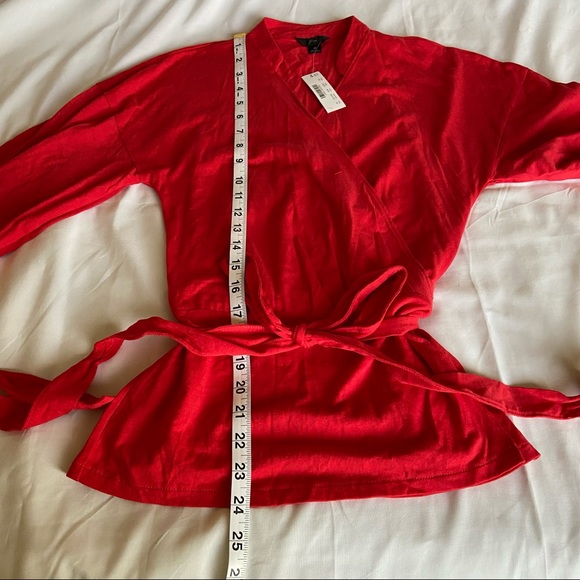 NWT red J. Crew Wrap Top with Collar - Picture 5 of 10
